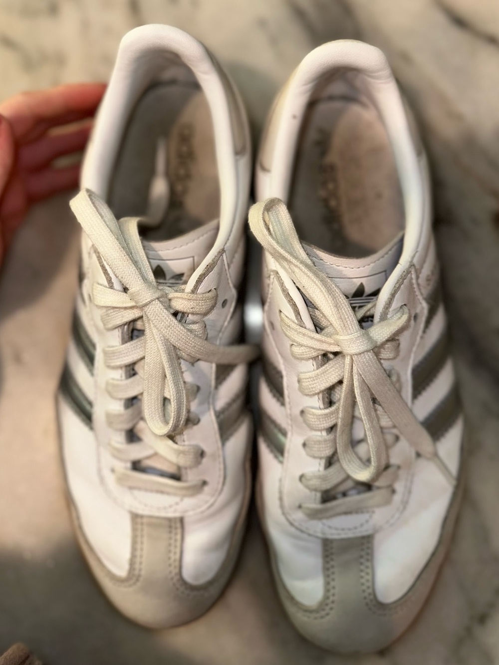 Adidas Samba Size 8 White & Silver Metallic Women's Shows Sneakers - Picture 9 of 10